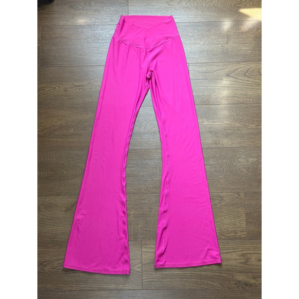 Hot Pink Crossover High Rise Flare Leg Yoga Pants Small